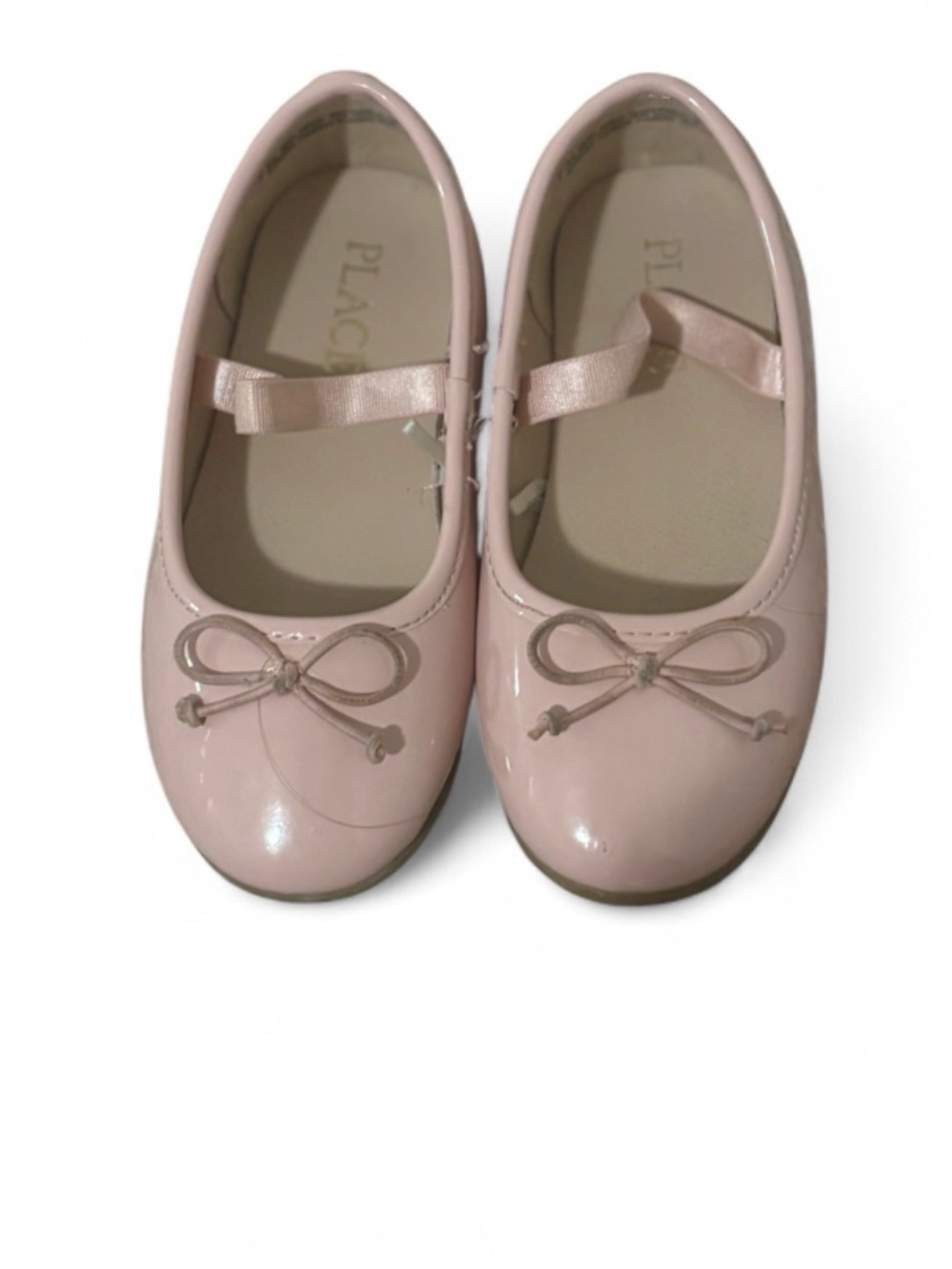 Place+Play Girls' Blush Patent Ballet Flats with Bow Strap